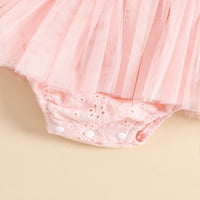 Calsunbaby novorođenče za bebe djevojke Uskrs romske haljine Bunny vez za vez bodi, ljetna jednodijelna odjeća ružičasta 6- mjeseci