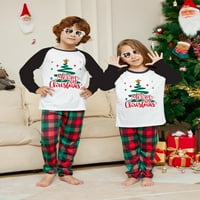 Huakaishijie Porodica koja odgovara božićnim pidžamim slovima zvijezde Print dugih rukava Plaid hlače Holiday PJS Podesite spavaću odjeću