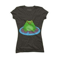 Slatka sretna zelena žaba crtana ilustracija juniora crna grafička maramica - dizajn ljudi