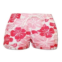 Kapreze Ženske kratke hlače za vuču Elastična struka Ljeto Plaža Hlače Cvjetni print Mini pant Hawaii Donja Bermuda Pink XL
