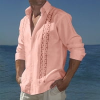 Muški pamučni posteljina vrhova Cardigan Boho cvjetni print gumb s dugih rukava havaii odmor za odmor bluze
