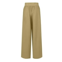 Clearsance Teretne hlače Žene Elastični struk Puno boje Ležerne hlače Slim Fit Duks Khaki XL