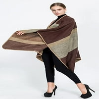 Cocopeaunt Women Print džemper Poncho Otvoreni prednji šal za oblaganje zimski kardigan kaput pokrivač