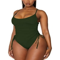 Calsunbaby Ženska rušina visoki rez jedan kupaći kostim Tummy Control Monokini bikini Army Green XL