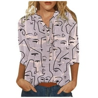 Ženske dužine rukava za rukav nepravilno geometrijski print ženski bluza Crewneck vrhovi