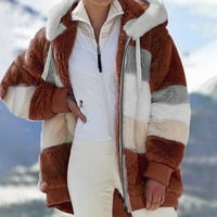 Ženske modne dame zimski kapuljač s dugim rukavskom jaknom plišani kaput sa zimskom odjećom za žene