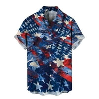 B91XZ muške košulje Dan nezavisnosti Zastava 3D Štampano kardigan Ležerne majica kratkih rukava Američka