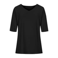 Ženske vrhove Okrugli vrat labav udoban čvrsta majica kratkih rukava casual, crna, s