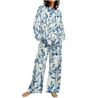 Žene Jesen Ležerni salon Pajamas Postavlja s dugim rukavima Crewneck vrhovi labave širine pantalone