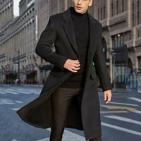 Bazyrey muški kaputi britanskog stila pune boje dugačak kaput modni topli vuneni kaput crni 3xl