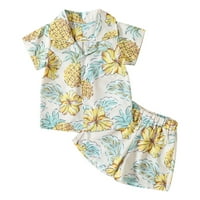 Toddler Baby Boys Odeća modna bluza s kratkim rukavima Tropsko ananas Ispis Retro košulja Skladišta Slatka ljetna odjeća za ljetnu uštedu