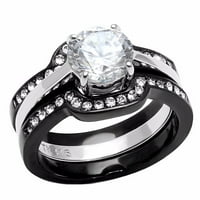 Njegova njena set sa par prstena njezina dvotonski crni vjenčani prsten mens dva tonska traka veličine
