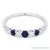 0,57CT Sapphire & Diamond Spakiraj obljetni prsten za vjenčanje u 18k bijelo zlato