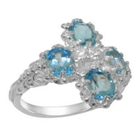 Britanci napravio 14k bijeli zlatni kubični cirkonijski i plavi Topaz ženski prsten izjave - Veličine opcije - veličina 6.5
