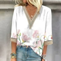 Ljetni vrhovi za žene Trendy V rect T-majice ugleda casual čipke Dressy tops Tunic bluze chmora