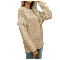 Pad džemperi za žene pulover džemperi plus veličine kabela plete o vratu dugih rukava pad vrhova kaki