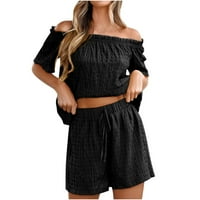 Yuwull Outfits za žene Ljeto Ležerne prilike plus veličine kratkih rukava i kratki set Lounge Podudaranje plaže Ljetni trendi