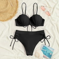 Aaimomet ženski bikini kupali kupaći kostim guzići kupaći kostim kupaći kostim gornje veličine mali, crni s