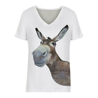 PBNBP Plus vrhovi veličine za žene Ljetni magarci Print Deep V izrez Kratki rukav Ležerne majice Žene