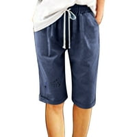 Ženske ljetne pamučne pantalone hlače hlače kratke hlače kratke hlače sa džepom pet bodova Lighweed Capris Loose Fit ženske casual hlače mornarice l