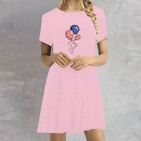 Ženska ležerna ljetna majica haljina danja neovisnosti kratki rukav ružičasti ružičasta veličina m