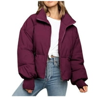 SNGXGN Women Winter Cropbled Puffer jakna od kaputa s kratkim kaputima Zimski kaputi za žene, crvene,