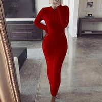 Žene Modne labave velike veličine Jednobojne kapuljače Duge rukave Duks dress ženska džemper haljina crvena l