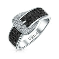 Trendy Fashion Pave Black CZ prsten za bunk. Srebrna srebra