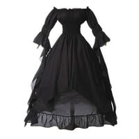 Noć vještica za žene Cosplay kostim dugih rukava duljina duljina podne kozbi tamne gotičke haljine
