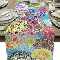 Boho cvjetni mandala posteljina trkači za trkače kuhinjskim stolom ukrasi etničko stil za pranje trkača