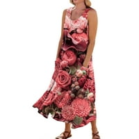 Feternal ženske casual udobne cvjetne turnesne haljine za pamučne haljine za žene za žene