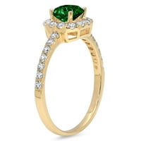 1.23ct Princess Cut dragocjeni dragi zeleni simulirani emerald pravi 18k žuto zlato robotski laserski graviranje vječno jedinstvena umjetnost deco izjava svadbeni godišnjica Angažman vjenčanje halo prstena veličine 7