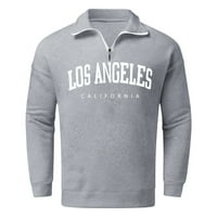 Muški pulover Duks iz Los Angeles Pismom tiskani zatvarač sa zatvaračem Ogrlica Top preveliki pulover
