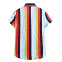 Outfmvch majice za muškarce pamučna posteljina pruga kratkih rukava majica bluza TOP Womens džemperi