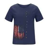 Majica za žene Ljeto Kratki rukav Crew Cvjetni fit tiskani gornji posteljina za bluze