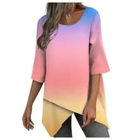 Ružičastih bluze za ženske rukavske posade vrhovi majica majica gradijentni pulover vrhovi labavi fit