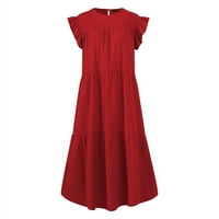 Ležerne haljine za žene V-izrez bez rukava od ispisane haljine A-line 2xl