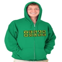 Veganska kuća od vafla smiješna sarkastična zip up hoodie muške ženske brine za žene X