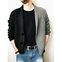 Muški pletivac kardigan modni blok u boji pletena jakna jednokrasi dugim rukavom dugih rukava Henley