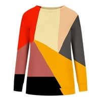 Trendy Colock blok Print dugih rukava za žene Jesen Ležerne prilike pulover Duksere Duksere na vrhu