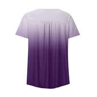 Manxivoo majice za žene Women plus veličine Gradijent ispisane V izrez kratkih rukava T Dugme pulover