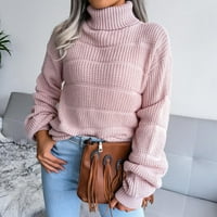 Wavsuf džemperi za žene plus veličine kornjače dugih rukava visoki vrat izdubljeni pleteni klirens zimski povremeni ružičasti džemperi veličine s