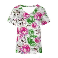 Ljeto Ženski kratki rukav cvjetni pristigli V izrez T majica TOPS casual bluza Labavini tunici Majice
