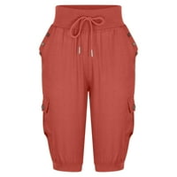 Mrat ženske hlače od pamuka i posteljine labave ležerne hlače sa širokim nogama, pantalone u boji, ležerne ljetne hlače za hlače Letnje, lutalice Crveni XXL