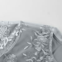 Stalni ženski casual modni čipkasti vezom srednje duge dužine dvije set haljine sive m