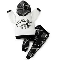 Dječaci od tiska od tiskanih odjeće postavljeni dugi rukav duks dukserice + hlače odjeća - bijeli dinosaur