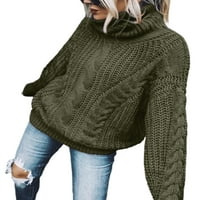LUMENTO DAMIES Jumper vrhovi pulo u boji dugih rukava pleteni džemperi casual pulover visoki vrat sivi