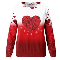 Ženski srčani ispis Valentinovo dukserica ljubavna majica slatka slatka casual pulover modni pulover