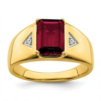 14k žuto zlato smaragdno rez stvoren rubin i pravi dijamantski polirani muški prsten