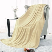 PiccoCasa Sve sezone Lagana plišana flis pokrivač meko topli flanel krevet pokrivač Beige Full